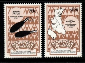 NORFOLK ISLAND SG560/1 1993 BICENTENARY OF CONTACT WITH NEW ZEALAND MNH