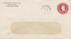 U.S. PROTECTIVE UNION, INC. Norwich St, Worcester 1937 Pre Paid Cover Ref 47630