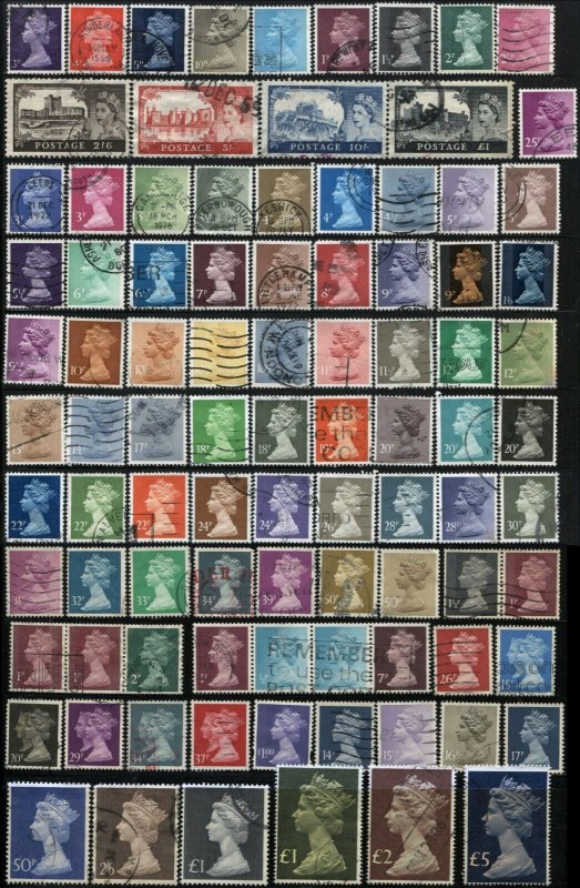 GREAT BRITAIN Queen Elizabeth Postage Stamp Collection MACHINS UK Used