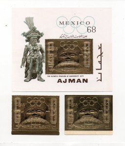 AJMAN 1986 Mexico Olympics Gold Mi# 324A 325A Block A64 MNH