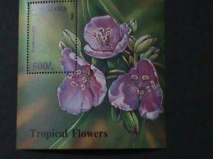 TANZANIA-COLORFUL BEAUTIFUL LOVELY TROPICAL FLOWERS-MNH-S/S VERY FINE-LAST ONE