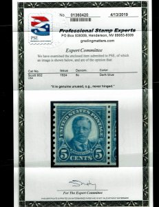 Scott #602 Superb-OG-NH. With 2019 PSE certificate.