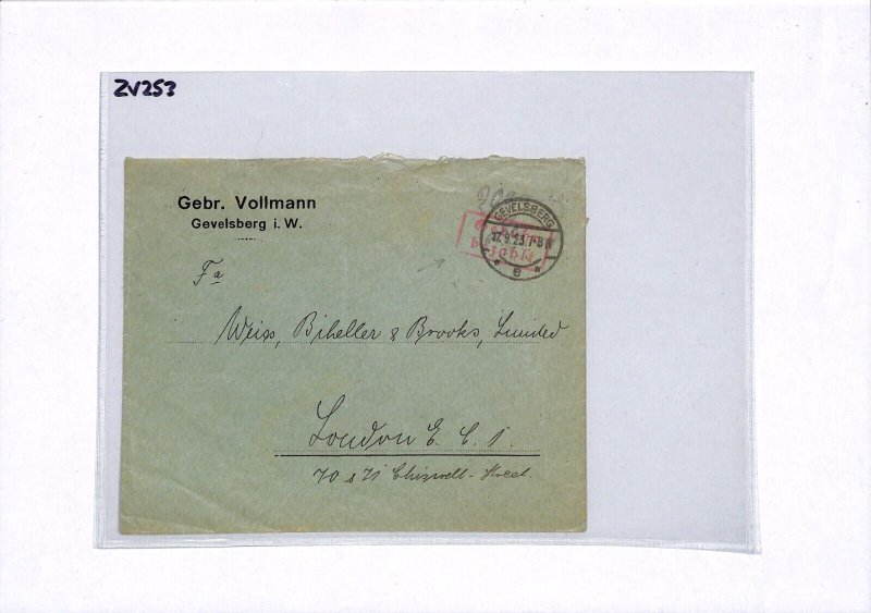 GERMANY INFLATION 1923 Cover Gevelsberg *GEBÜHR BEZAHLT* Fee Paid Cachet ZV253