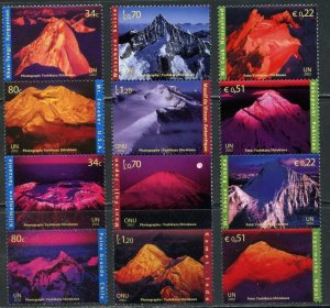 UNITED NATIONS Sc# NY 824-827 GE 392-395 VI 314-317 2002 Year of Mountains MNH