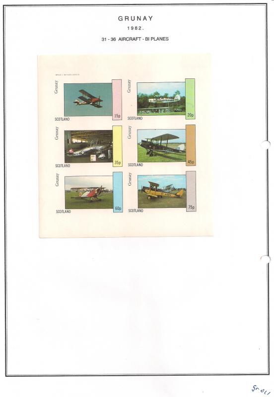 SCOTLAND - GRUNAY - 1982 - Bi-planes #2 - Imperf 6v Sheet  - MLH