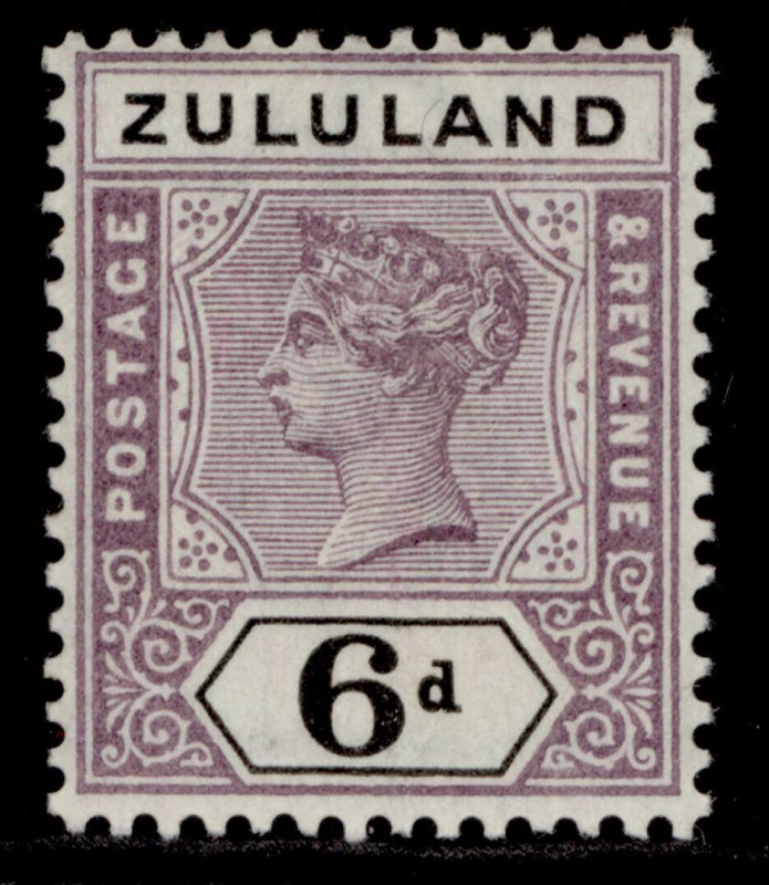 SOUTH AFRICA - Zululand QV SG24, 6d dull mauve & black, LH MINT. Cat £20. 