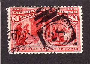 US 241 $1 Columbian Exposition Used F-VF SCV $525