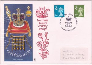 Northern Ireland 1976 Definitives Philart FDC Belfast cancel typed encl. VGC