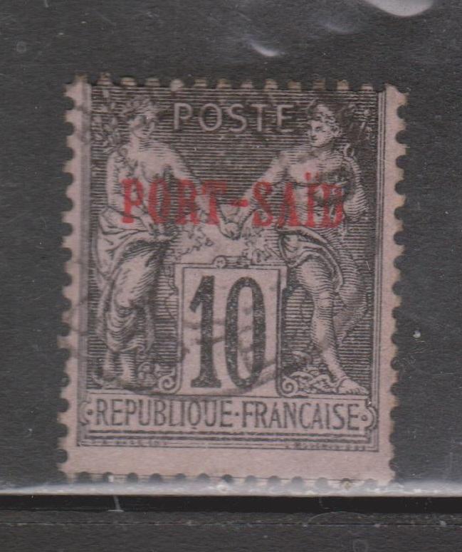 PORT SAID Scott # 6 - Used - Early verprint On French Stamp