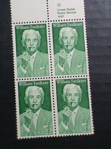 ​UNITED STATES-1987-SC# 2350  WILLIAM FAULKNER USA MNH BLOCK OF 4 HARD TO FIND