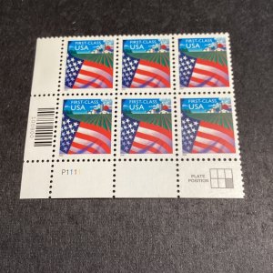 Scott#3448-US Flag Over Farm Non-Denominated (0.34) Plate Block of 6-MNH-2000-US