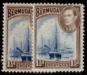 BERMUDA GVI SG111 + 111a, 1½d SHADE VARIETIES, M MINT. Cat £31.