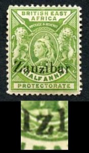 Zanzibar SG41F 1/2a Yellow-green with Gothic z M/M