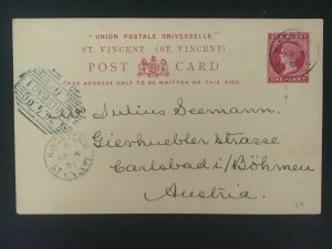 1901 St Vincent Postal Stationery Postcard cover to Carlsbad Austria