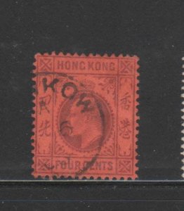 HONG KONG #73  1903  4c   KING EDWARD VII   F-VF  USED