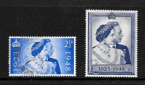 GB KGVI, Royal Silver Wedding Set, £1 and 2 ½d, SG493 & SG494, Fine Used