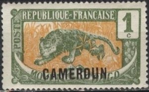 Cameroun 147 (mhr) 1c leopard, ol grn & org, ovptd (1921)
