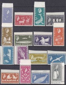 1963 SOUTH GEORGIA SG n. 1/16 set of 16 values MNH**