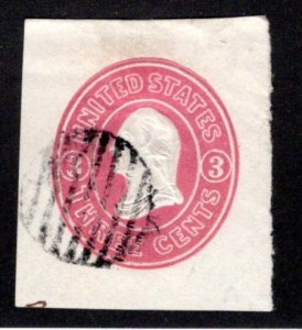 Scott U34, 3c pink, Used, Cut Square Envelope, Washington, 1861, USA BOB