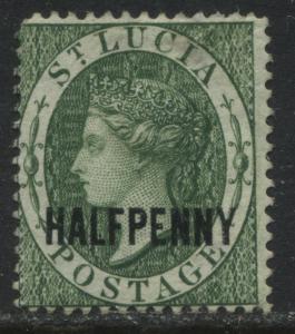 St. Lucia QV 1881 green overprinted HalfPenny unused no gum