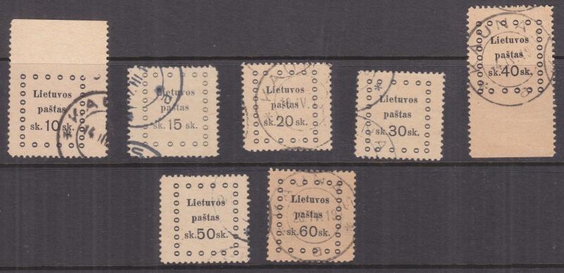 LITHUANIA, 1919 3rd. Kaunus, set of 7, used.