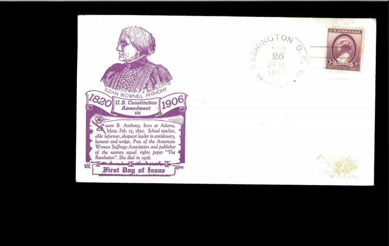 1936 FDC Susan B.Anthony Washington DC