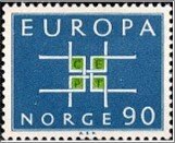 Norway Used NK 541   C.E.P.T.- Square Olive,Dark blue 90 Øre