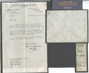 GB NORTHERN IRELAND LETTER County Donegal Railways samwells-covers] 1959 MS82