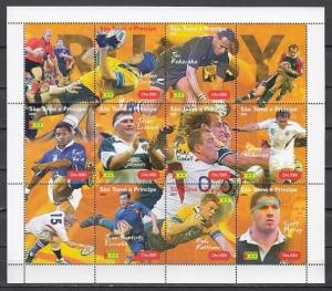 St. Thomas, 2004 issue. Rugby, Sports on a sheet of 12. ^