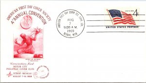 US SPECIAL EVENT CACHETED COVER A.F.D.C.S. 4th ANNUAL CONVENTION AT DETROIT 1959