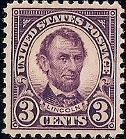 555 3 cent Lincoln, Violet mint OG NH XF