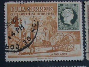 CUBA-STAMPS ON STAMPS VERY OLD CUBA USED STAMP-VERY FINE