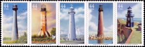 2009 44c Gulf Coast Lighthouses, Strip of 5 Scott 4409-13 Mint F/VF NH