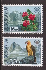 Yugoslavia   #1042-1043  MNH  1974  nature protection 1970 flowers  bird