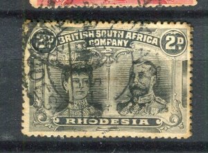 RHODESIA; 1910 early GV Double Head issue fine used 2d. value