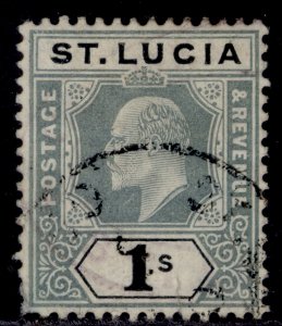 ST. LUCIA EDVII SG62, 1s green & black, USED. Cat £60.