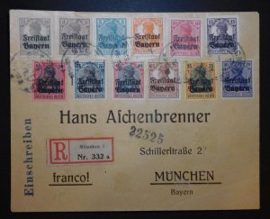 1919 Munich Germany Cover Local Hans Afchenbrenner Bavaria Free State Overprints