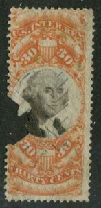 USA SC# R140  Revenue 30c Used, cut cancel  see scan  SCV $50.00