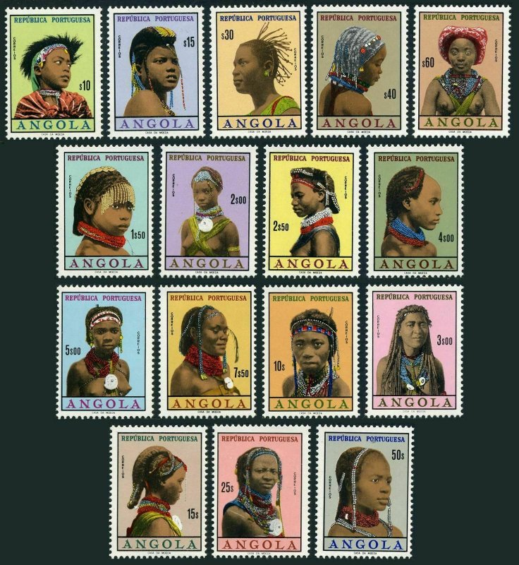 Angola 419-432B,hinged.Michel 425-440. Portraits of various women,1961.