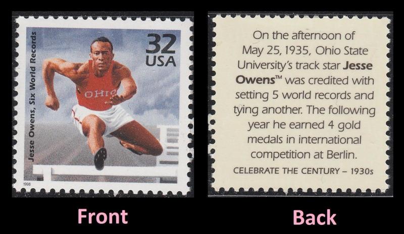 US 3185j Celebrate the Century 1930s Jesse Owens 32c single MNH 1998 