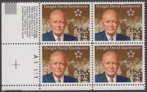 ALLY'S STAMPS US Plate Block Scott #2513 25c Dwight Eisenhower [4] MNH F/VF [STK