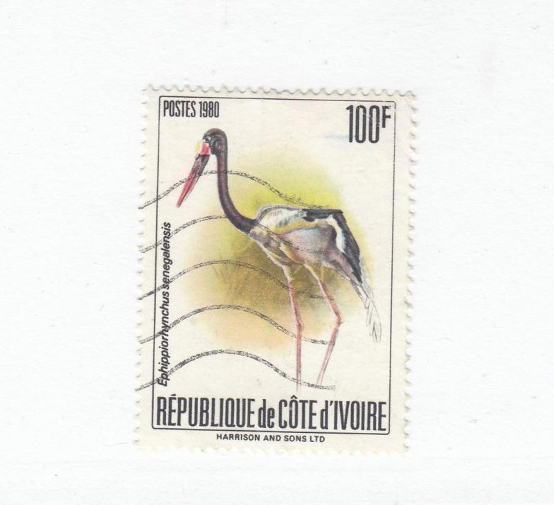 IVORY COAST # 580d VF-LIGHT USED 100f CRANE CAT VALUE $175