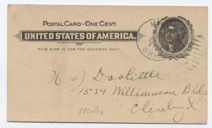 1902 Miles Ohio postmark on postal card Cuyahoga Cty DPO 1900-1903 [3489.4]