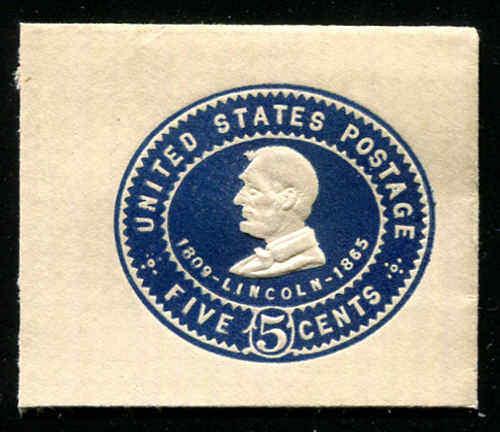 US U393 5c Envelope Cut Square Full Corner Mint SCV $15