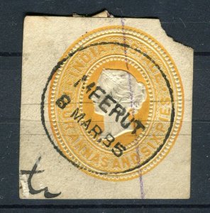 INDIA; 1880s classic QV 4a. 6p. fine POSTMARK Stationary Piece, Meerut