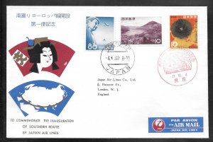 JAPAN #766 JAPAN AIR LINES TOKYO / LONDON 1962 FIRST FLIGHT COVER (my883)