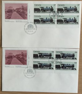 CANADA 1984 LOCOMOTIVES FDC (2nd SERIES). BLOCKS OF 4..CAT £30