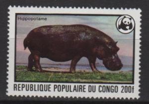 Congo, People's Rep 1978 -Scott  457 MH- 200fr, Hippopotamus