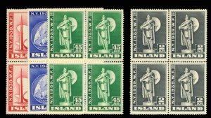 Iceland #213-216 Cat$440+, 1939 World's Fair, set in blocks of four, never hi...