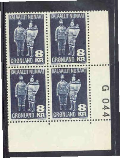 Greenland Sc104 1980 8 kr Eskimo & family stamp block of 4